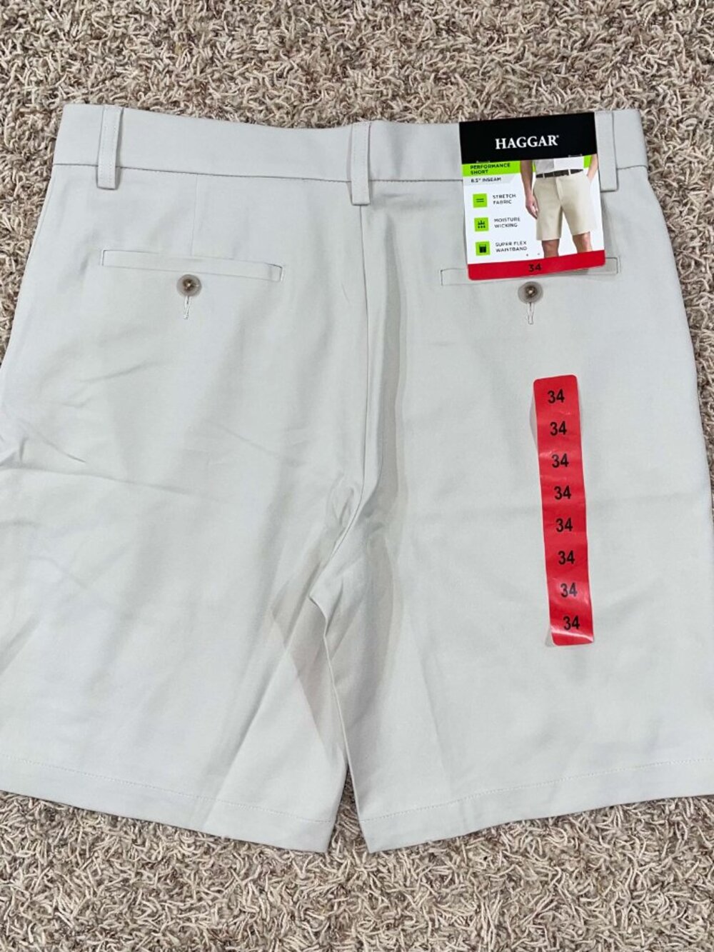 Haggar Men's Performance Shorts Beige, Size 34 (New)